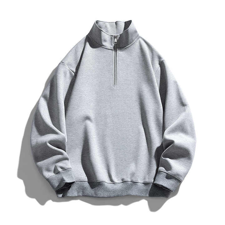 Men New Half Zip Drop Shoulder Oversized Thin Cotton Terry
