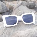White Frame Square Sunglasses For Unisex. 