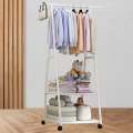 Triangle Simple Clothes Hanger Stand Storage Rack Coat Rack With Wheels. 