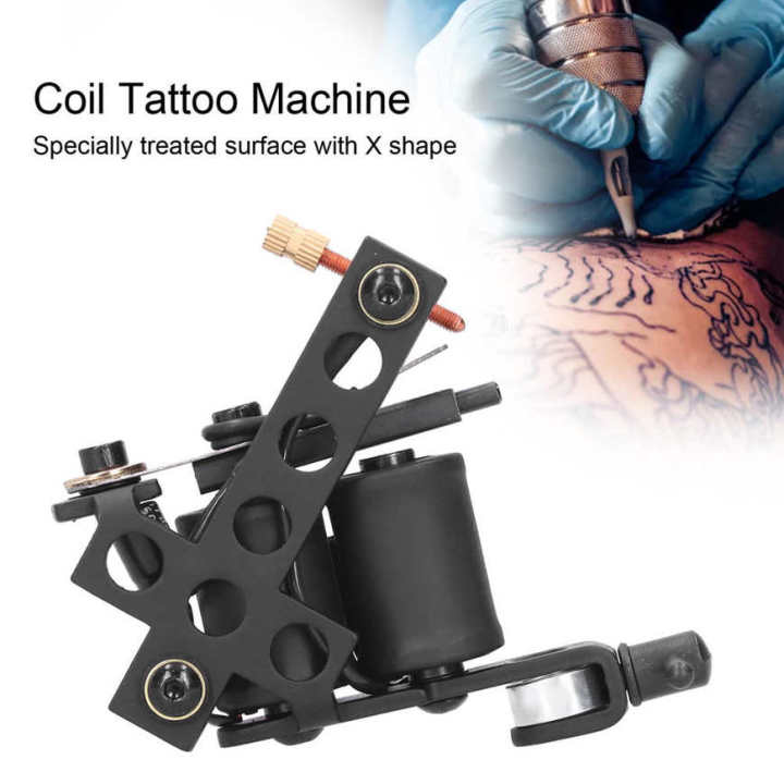 X Shape Round Hole Coil Tattoo Machine Body Art Device for Artist Black