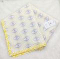 Karvi Yellow & Purple Geometric Print Malmal Khasto Shawl Pure Cotton Made in Nepal. 