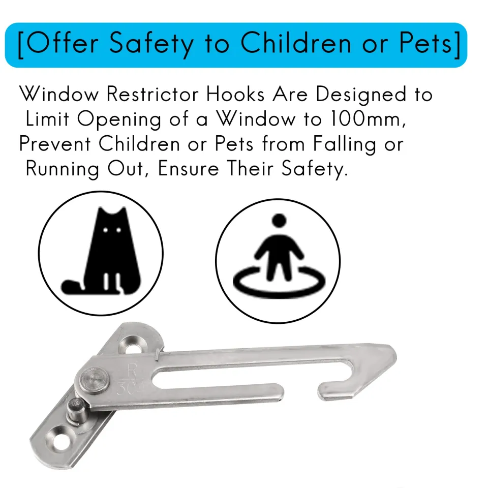 UPVC Window Restrictor Child Safety Catch With Fixing Screws - Left & Right Set