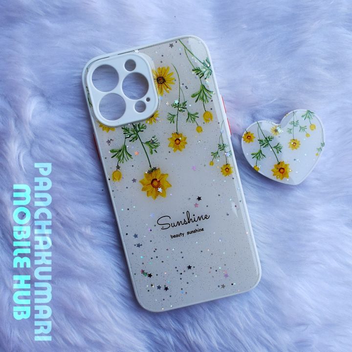 Floral Printed Case For iPhone 13 Pro With Pop Socket) Daraz