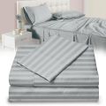 Bedsheet 100% Microfiber Double Brushed Sheet With Two Pillow Cover - Extra-Soft & Wrinkle-Free  Ideal for Home, Dorms, Hospitals - 3 PC Set (Silver Stripe) Size 230X250 CM. 