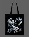 Heart Smoke Dancing Couple Printed Tote Bag– Black & White. 