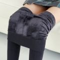 Thick Fleece Fur Lined Dark Grey Leggings For Ladies. 