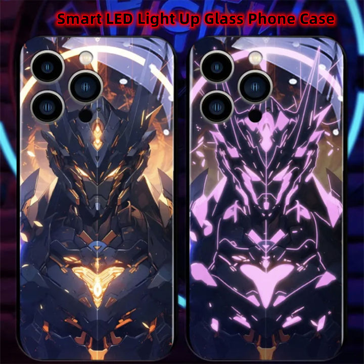Abyssal Battle Armor Sound Music Control Led Light Phone Case For Samsung S24 S23 S22 S21 S20 FE Note 10 20 Plus Ultra A54 A14