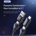 AWEI CL 126 1.2m 4 In 1 USB To USB-C / Type-C To 8Pin Data Fast Charging Cable. 