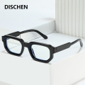 DISCHEN New style SHAUNA Ins Popular Fashion Polygon Square Women Glasses Frame Clear Anti Blue Light Eyewear Optical Men Red Blue Frame. 
