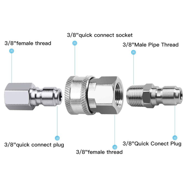 FORIDE%204X%20NPT%203/8%20Inch%20Male%20and%20Female%20Quick%20Connector%20Kit%20and%202%20Pieces%20NPT%203/8%20Inch%20Pressure%20Washers%20Quick%20Connector%20Plug%20-%20Image%204