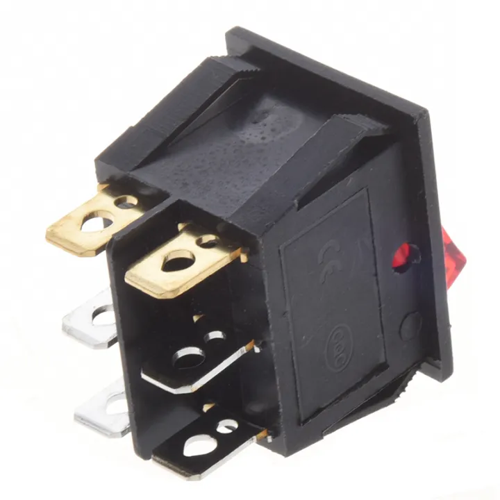 ARELENE%205X%20Red%20Light%20Illuminated%206%20Pin%20Dual%20SPST%20ON/OFF%20Boat%20Rocker%20Switch%20AC%2015A/250V%2020A/125V%20-%20Image%203