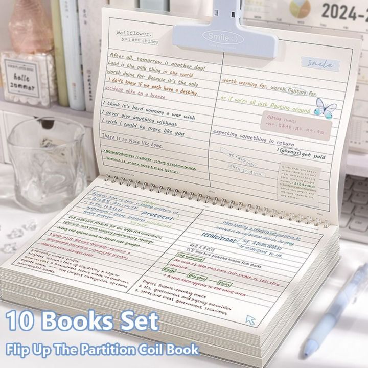 Simple Thicken Paper Coil Notebook Grid/Horizontal Lines Partition ...