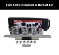 York 50kg Chrome Dumbbell Set  Adjustable Dumbbell Set 50 kg Chrome Coated with a Briefcase Pack 50 kg Set Dumbell. 