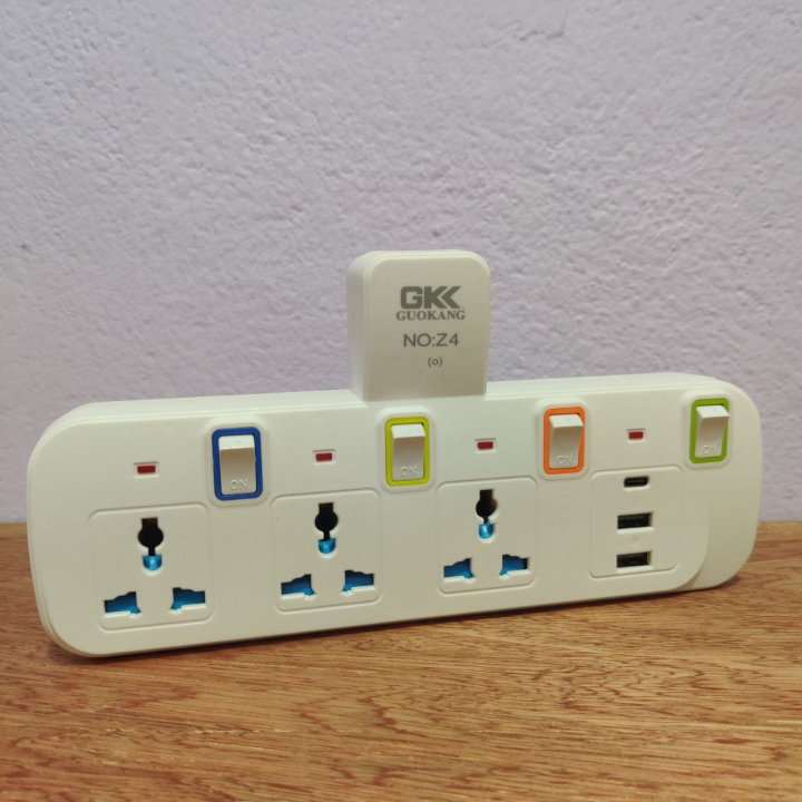 Usb Multi Socket Plug 2500W Multiplug Wall Socket with Multiple Sockets & 2 USB Ports, Type C ...