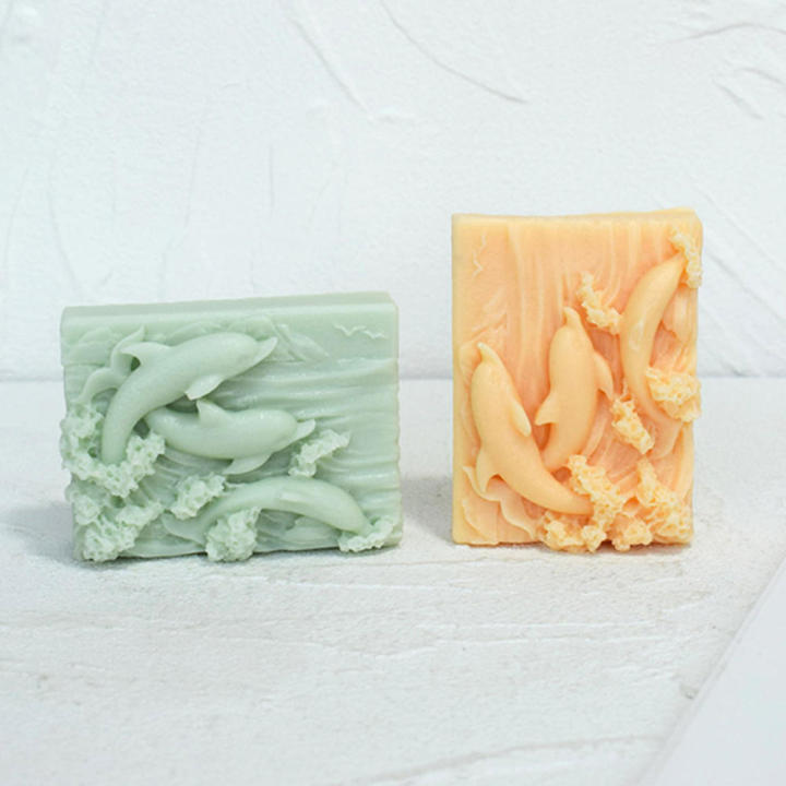 Surfing Dolphin Shape Aroma Candle Mold Durable Embossing Design Versatile Mold Soap Silicone Mold Silicone Material Diy Soap Making Handmade Soap Mold for Home Decor Candle Making Soap Making Craft