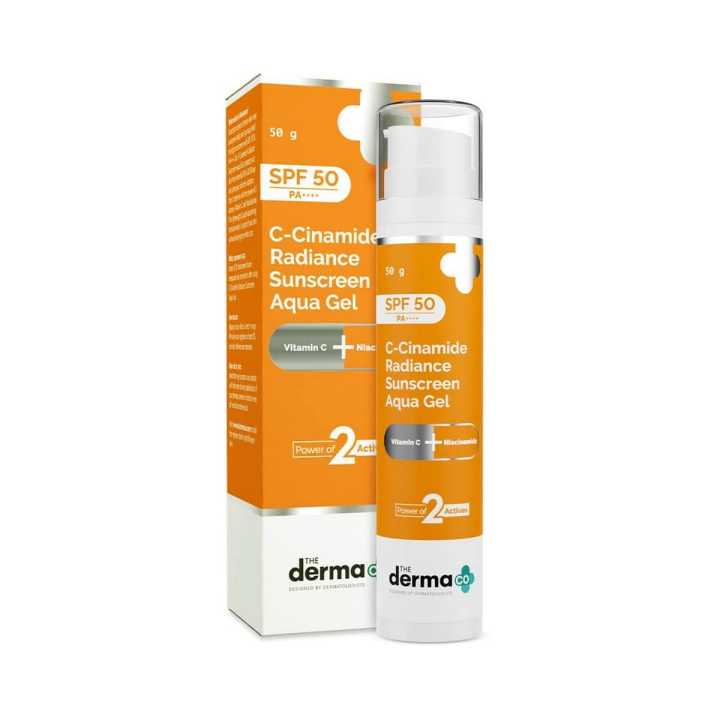 The Derma Co C Cinamide Sunscreen SPF 50 Aqua Gel, with Vitamin C & Niacinamide, PA++++- 50gm