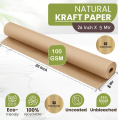 Battawala || 26 Inch 5 Meters Eco Kraft Natural Brown Paper Roll || 100 GSM || Perfect for Packing, Wrapping, Crafting, Shipping & DIY Projects || Unwaxed and Uncoated. 