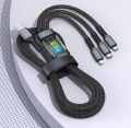 100w Transparent chip 3 In1 super fast charging Data Cable with lighting/Type c/Micro USB. 