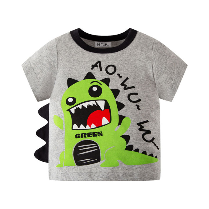 betop%20children's%20clothing%20korean%20dinosaur%20summer%20kids%20short%20sleeve%20t-shirt%20cartoon%20pattern%20boy%20top%20half%20-%20Image%205