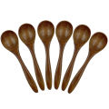 NAMUNY Small Wooden Spoons, 6 PCS 5.3 Inch Natural Soup Spoons Bamboo Wood Spoon for Eating, Handmade Condiments Mixing Serving. 