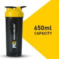MuscleBlaze Shaker 650 ml 100% Leakproof BPA Free Sipper Bottle Black color. 