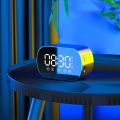 Multifunctional Rechargeable LED Digital Alarm Clock Portable HD Mirror Display Alarm Clock Wireless Bluetooth Sleep Timer Office. 