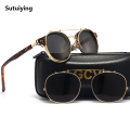 Sutuiying GCV Double Layer Removable Lens Sunglasses The Blu-Ray Glasses Original Acetate Gothic Retro Steampunk Polarized Men Women Sunglesses. 