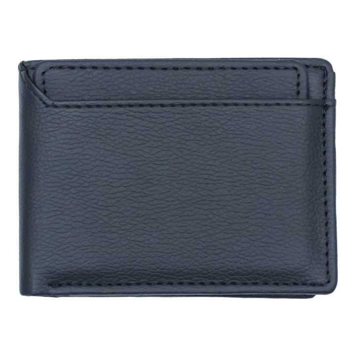 Black Color Genuine Leather Plain Design Bi-Fold Leather Purse For Men