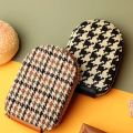 Zipper Houndstooth Short Wallet Mini  Multi-card Slot PU Leather Card Bag Card Pocket Coin Purse Card Holder Outdoor. 