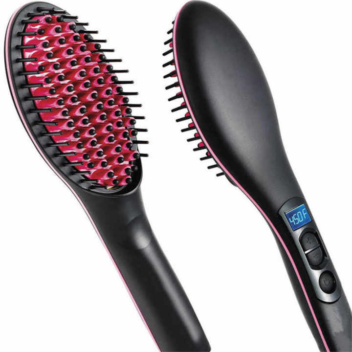 Ceramic Hair Straightener Brush Fast Straightening hair Electric Comb Flat Iron LCD Display Digital Heating hair Brush Gift 906