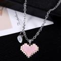 Mosaic Alloy necklace Trendy Alloy Couple necklace Love heart pendant for Romantic Anniversary gift Casual wear Fashion accessory Couple jewelry. 