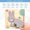 Bizzy 3D Wooden Cartoon Animals Cognitive Puzzles For Kids Children's Wooden Puzzles Toys Colors Shapes Baby Educational Toys Game. 