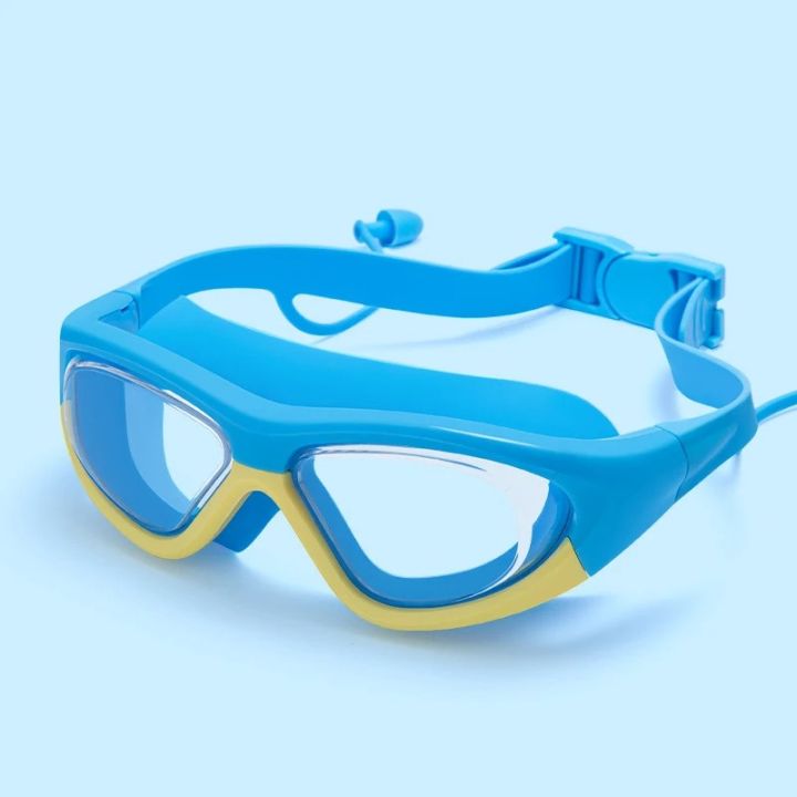 Kids Professional  With Earplugs Anti-Fog Swimming Goggles With Silicone Waterproof Swimming Eyewear