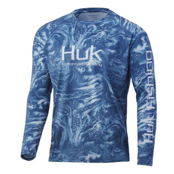 HUK Fishing Shirt Men Summer Quick Dry UPF 50+ UV T-shirt Outdoor Sport Tops Gear Jersey Fish Clothing Racing Running Sportwear