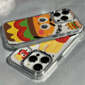 Emoji French Fries Burger Couples Case Compatible for IPhone 7Plus 8Plus 11 15 14 12 13 Pro Max 6 7 Plus XR XS Max X SE 2020 Soft Cover. 