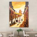 Single Panel Golden Galli Painting Of Traditional Newari Culture Matte Cotton Canvas Print Tightly Wrapped In Wooden Frame | 24 inch X 18 inch. 