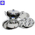DeviDayal 3 in 1 Stainless Steel 7 Piece Induction Base Multi Purpose Kadai. 