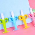 Banana Shape Baby Silicone Training Toothbrush – Safe Teether Chew Toy. 