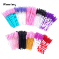 Wenefang 50 Pcs Shiny Crystal Eyelash Applicator Disposable Diamond Handle Nylon Two Colors Mascara Wands Spoolies Pink Brushes. 
