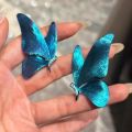 1 Pair Fashion Blue Butterfly Earrings Stud Party Wings Studs Elegant Women's Ear Accessories. 