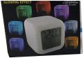LED Color Changing Digital Alarm Clock, Thermometer & Date Cube Shaped 3”. 