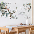 Ink Wash Flower Tree Wall Stickers For Living Room Bedroom Home Background Wall Decor Self-adhesive Vinyl Sticker Wallpaper. 