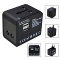 Super Quality Universal Travel Adapter with Dual USB Ports - Worldwide Plug Charger for Phone, Laptop & Devices, 6A Fuse, Safety Shutters, Patented Design, Works in 150+ Countries (US/EU/UK/AU). 