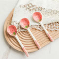 Cute Ceramic Strawberry Soup Spoon Kawaii Korean Ice Cream Dessert Spoon With Long Handle Kitchen Tableware Accessories Encounter. 