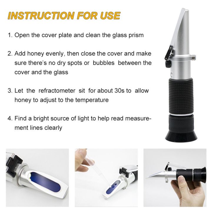 KKmoon%203-in-1%20Handheld%20Honey%20Refractometers%20for%20Honey%20Moisture%20&%20Brix%20&%20Baume%20Beekeeping%20Honey%20Refractometer%20Water%20Content%20Meter%20Honey%20Moisture%20Tester%20with%20ATC%20for%20Honey%20Products%20Maple%20Syrup%20and%20Molasses%20-%20Image%202