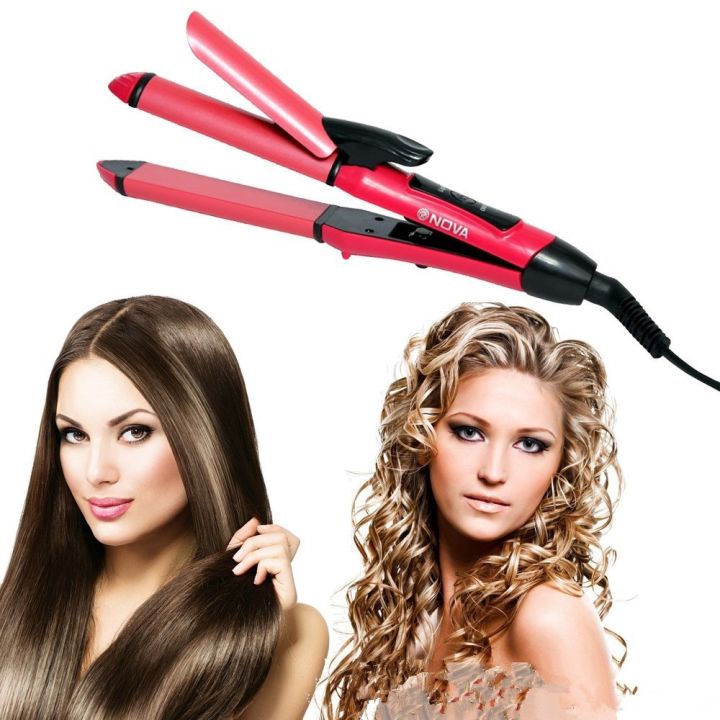 Nova 2in1 Hair Beauty Set Curler And Straightener Nova 2in1 Hair Straightener And Curler Daraz .np