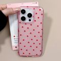 Aesthetic Cute Pink Polka Dot Clear Phone Case For iPhone 16 15 14 13 Pro Max Korean Lovely Shockproof Phone Cover For Girl Gift. 