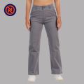 Nepster Dark Grey High Rise Stretchable Premium Straight Cotton Pants For Women. 