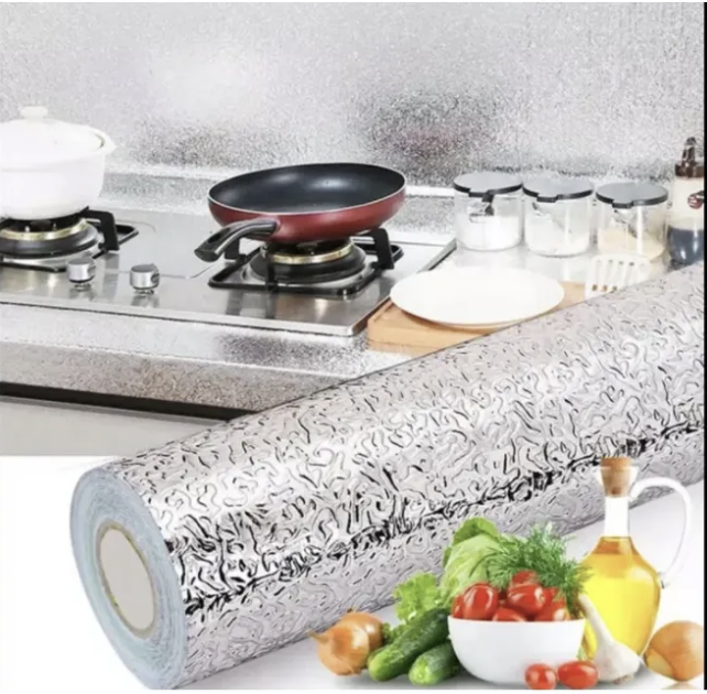 5%20meter%20Kitchen%20Silver%20Wallpaper%20Oil-Proof%20Foil%20Self%20Adhesive%20Countertops%20Kitchen%20Sticker%20Decorative%205M%20-%20Image%203