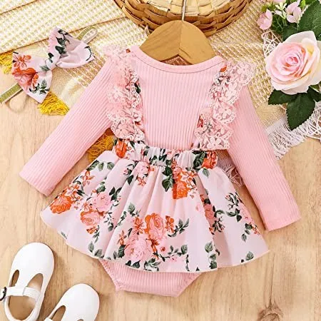 Newborn%20Baby%20Girls%20Summer%20Clothes%20Sets%20Ruffle%20Sleeve%20Top%20T-Shirt%20Floral%20Suspender%20Shorts%20Headband%20-%20Image%205